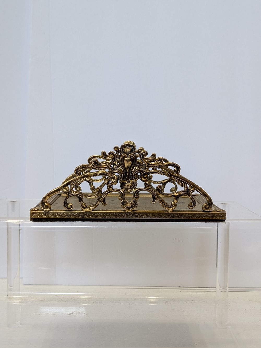 Gold Tone Hollywood Regency Napkin Holder Ornate Tablescape Accent